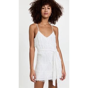 Retrofete White Sequin Fringe Mini Dress